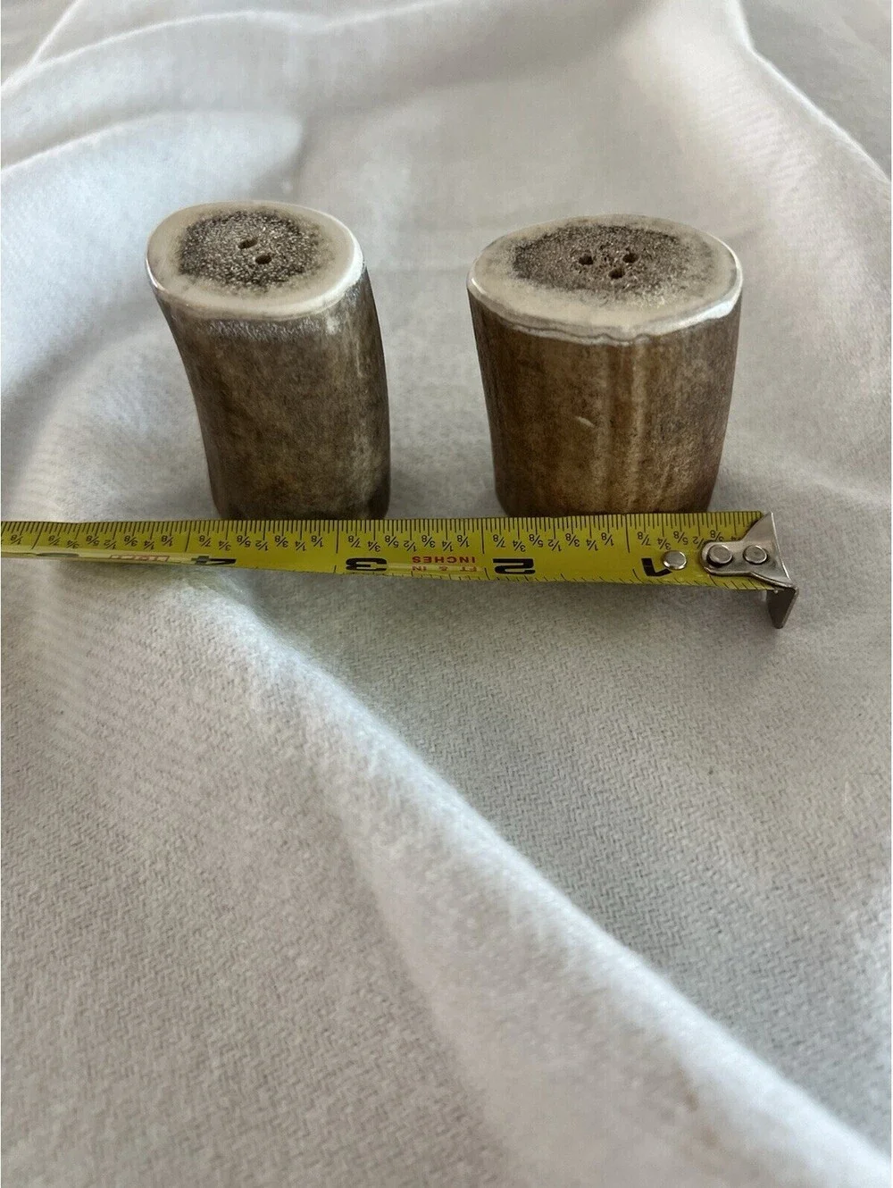 Vintage Elk Antler Bone  Salt and Pepper Shakers Unique Kit